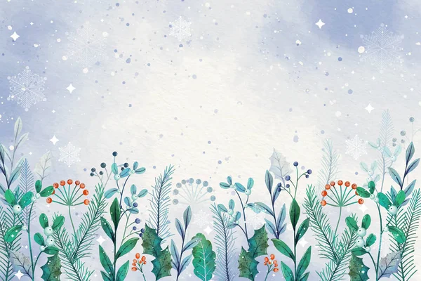 Watercolor Background Wintertime Season Design Vector Illustration — Stock Vector