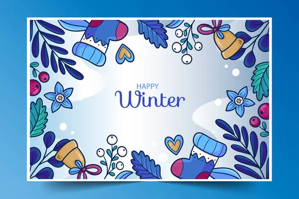 Hand Drawn Background Wintertime Season Design Vector Illustration — Stock Vector