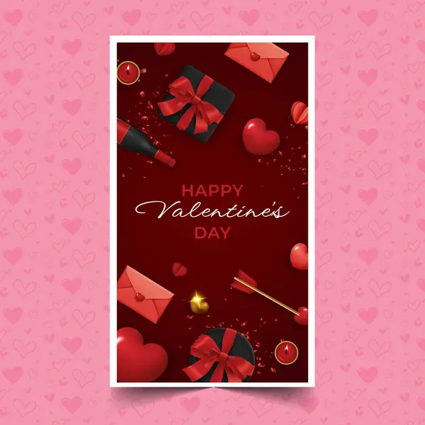 Realistic Valentine Day Instagram Stories Collection Design Vector Illustration — Stock Vector