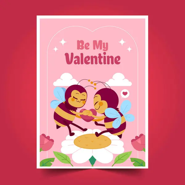 Flat Valentine Day Greeting Cards Collection Design Vector Illustration — Stock Vector