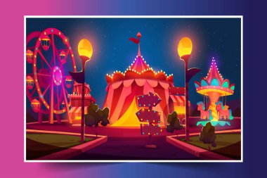 karikatür tarzı lunapark arkaplan tasarımı vektör çizimi