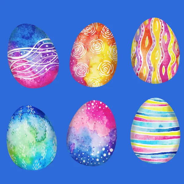 Acquerello Raccolta Uovo Pasqua Disegno Vettoriale Illustrazione — Vettoriale Stock