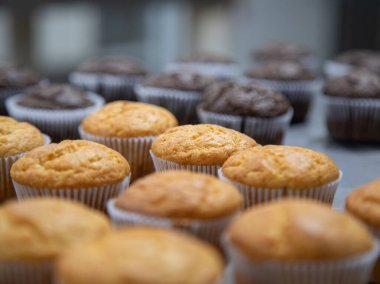 Kek üretimi fırının içinde.