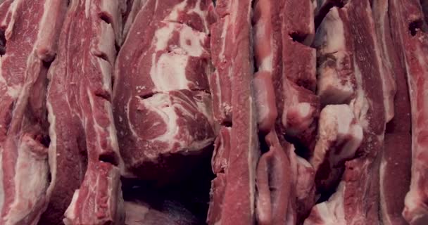 Carne Res Mercado Escaparate — Vídeos de Stock