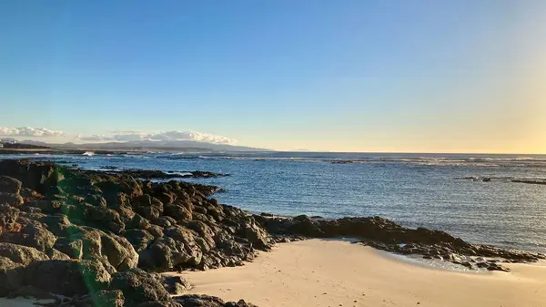 Fuerteventura 'da taşlı bir sahil.