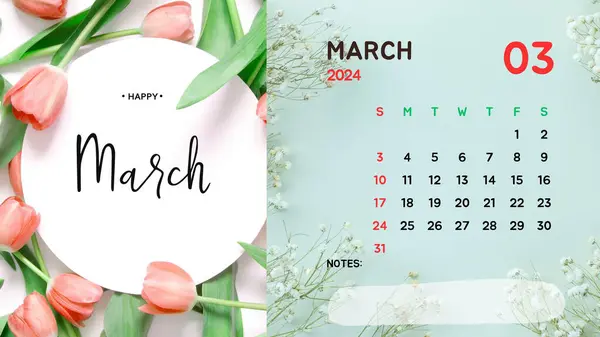 Calendar for  March 2024 year every month