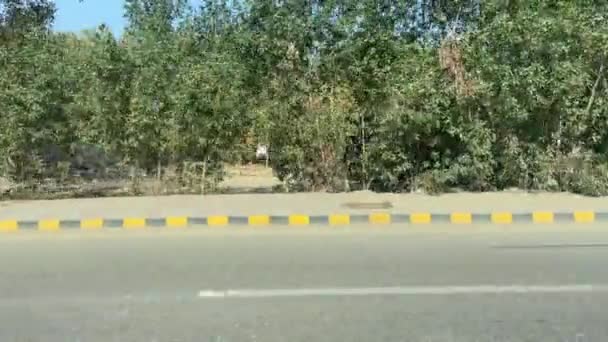 Dienst Weg Bekijken Van Bus Bewegen Hoofdweg Grote Stad Lahore — Stockvideo
