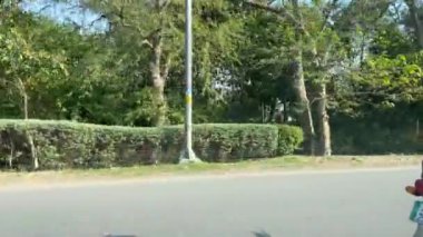 16 Mart 2024 'te Lahor Pakistan' da kişisel araba yolculuğu sırasında Kasur karayolu trafiği ve pazarı manzarası.