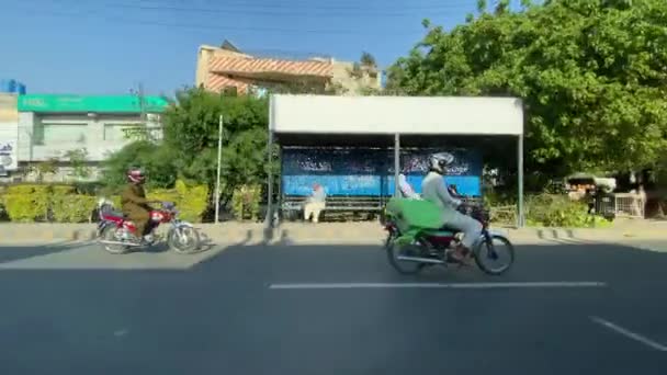 Vista Exterior Tráfego Rodoviário Ferozepur Lojas Durante Viagem Carro Estrada — Vídeo de Stock
