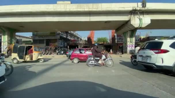 Зовнішній Вигляд Ферозепур Дорожній Рух Магазини Під Час Подорожі Машині — стокове відео
