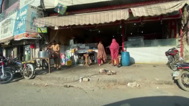 Külső Kilátás Ferozepur Közúti Forgalom Üzletek Utazás Közben Autóval Lahore — Stock videók