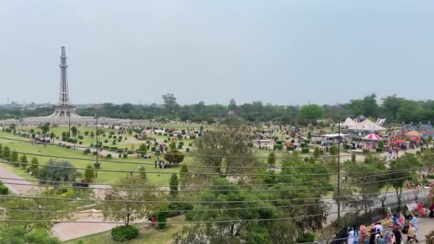 Wysoki Kąt Widzenia Parku Publicznego Lahore Pakistan Kwietnia 2024 — Wideo stockowe