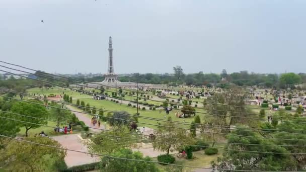 Vista Alto Ângulo Parque Público Lahore Paquistão Abril 2024 — Vídeo de Stock