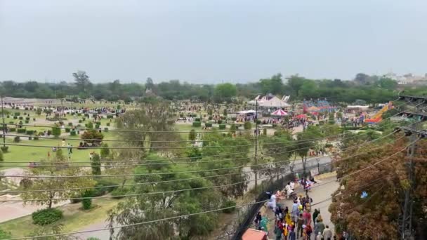 Magas Látószögű Kilátás Nyilvános Park Lahore Pakisztán Április 2024 — Stock videók