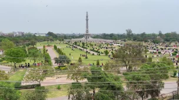Høyvinkelvisning Den Offentlige Parken Lahore Pakistan April 2024 – stockvideo