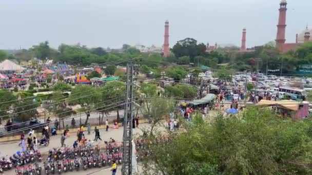Høyvinkelvisning Den Offentlige Parken Lahore Pakistan April 2024 – stockvideo