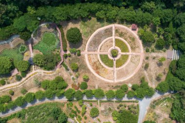 Hava aracı görüntüsü. Parkın bahar manzarası.