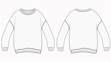 Boş uzun kollu tişört şablon vektör tasarımı ve t-shirt model tasarımı