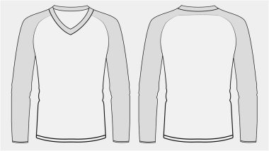 Boş uzun kollu tişört şablon vektör tasarımı ve t-shirt model tasarımı