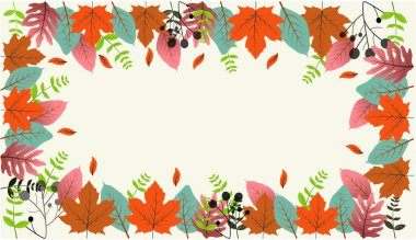 Sonbahar unsurları dekorasyon sağlar. Arkaplan paneli sınır izole vektör illüstrasyon tasarımı