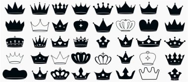  Kral mega koleksiyon kraliçesi taç ikonu vektör dizaynı