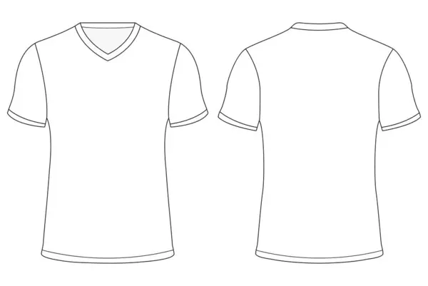 V Neck t-shirt forması maket vektör çizim şablonu tasarımı