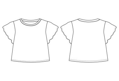 Bebek kız t-shirt vektör şablonu düz çizim.