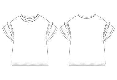 Bebek kız t-shirt vektör şablonu düz çizim.