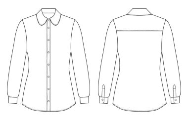 Kadınlar için Uzun Kollu Resmi Gömlek Şablonu Kadın vektör illüstrasyonu