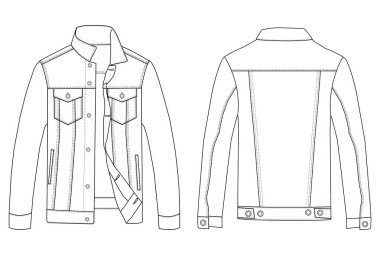 Kot ceket vektör tasarımı. Teknik çizim çizimi tasarımı.