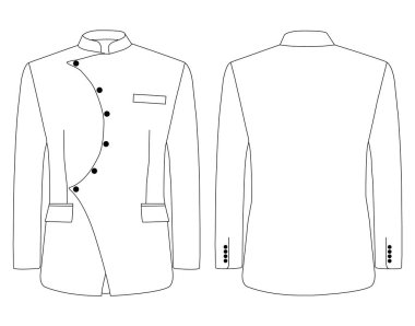 Nehru jacket Placket long sleeves kote illustration template design clipart