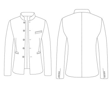 Nehru jacket Placket long sleeves kote illustration template design clipart