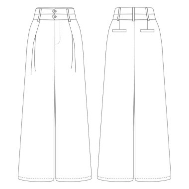 Etek sekiz Gore teknik moda illüstrasyonu A-line eteğin teknik çizimi. Etek moda düz şablon.