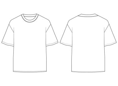 büyük boy t-shirt vektörü T-Shirt düz çizim şablonu