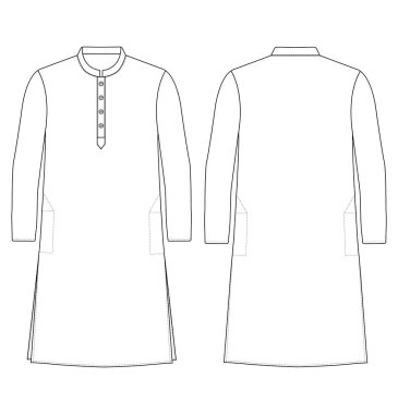 Man Mandarin Wrap Kurta Punjab vektör illüstrasyon ayartıcısıName