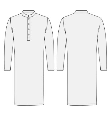 Men Mandarin Wrap Kurta punjabi vector illustration templet clipart