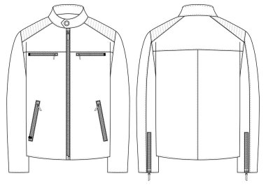 Motosiklet Deri Ceket vektör illüstrasyon spor ceket vektörü önde ve arkada