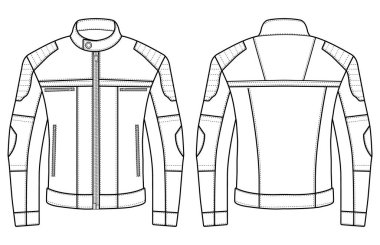 Motosiklet Deri Ceket vektör illüstrasyon spor ceket vektörü önde ve arkada