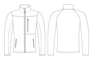 Windbreaker Jacket vektör şablonu resimlerin arka ve yan görünümleri