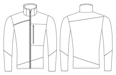 Windbreaker Jacket vektör şablonu resimlerin arka ve yan görünümleri