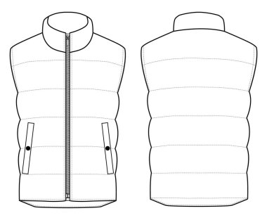 aşağı yelek ceket Vektör illüstrasyon Ön ve arka görünümler