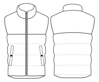 aşağı yelek ceket Vektör illüstrasyon Ön ve arka görünümler