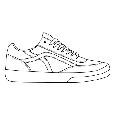  Çizim biçimi vektör çizim şablonu tasarımı ile çizilmiş bir spor ayakkabısı çizimi