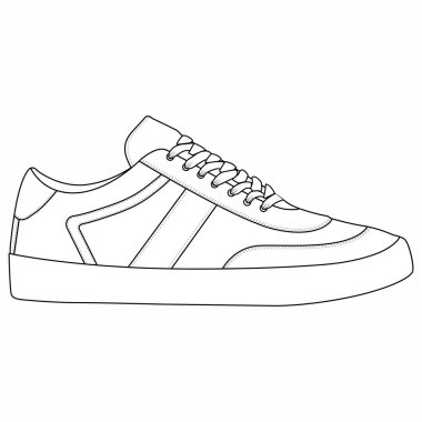  Çizim biçimi vektör çizim şablonu tasarımı ile çizilmiş bir spor ayakkabısı çizimi