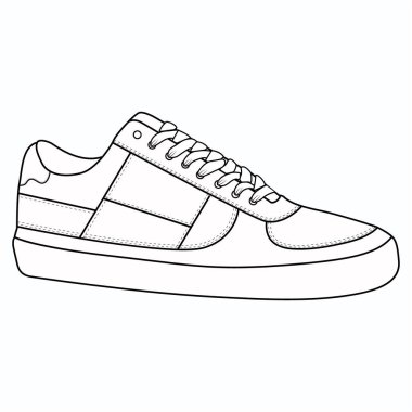  Çizim biçimi vektör çizim şablonu tasarımı ile çizilmiş bir spor ayakkabısı çizimi