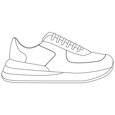 Çizim biçimi vektör çizim şablonu tasarımı ile çizilmiş bir spor ayakkabısı çizimi