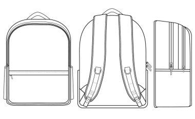  Sırt çantası silueti teknik vektör illüstrasyon tasarımı