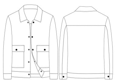 Shacket Corduroy ceket adam moda vektör çizimi tasarımı