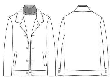 Shacket Corduroy ceket adam moda vektör çizimi tasarımı