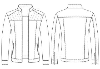 Deri ceket teknik vektör illüstrasyon spor ceket vektörü önde ve arkada